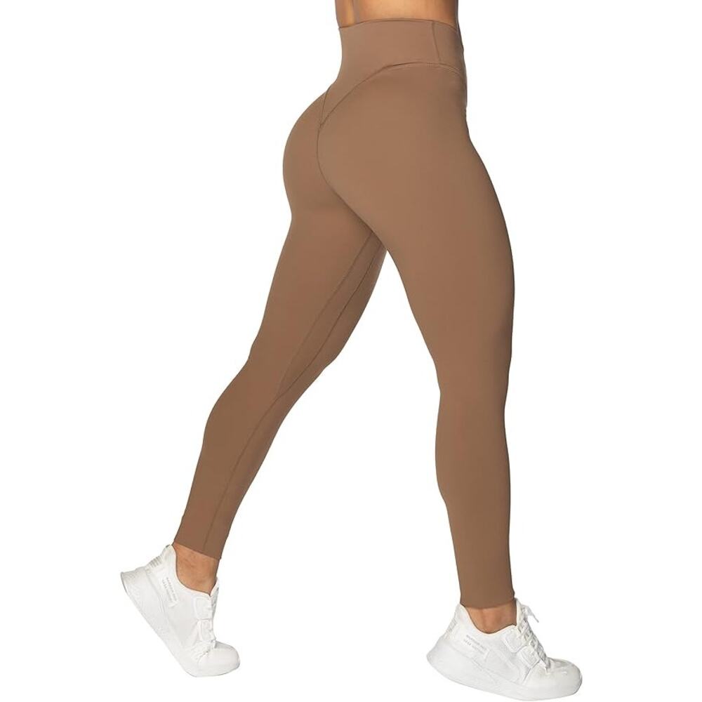 Sunzel Tan Beige Cross Over Waist Leggings Size Medium High Waist - Picture 3 of 9